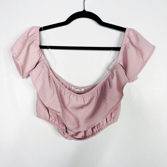 Cloud Ten Pink Lilac Off The Shoulder Top & Ruffled Shorts 2 Piece Set Small S - Picture 2 of 13